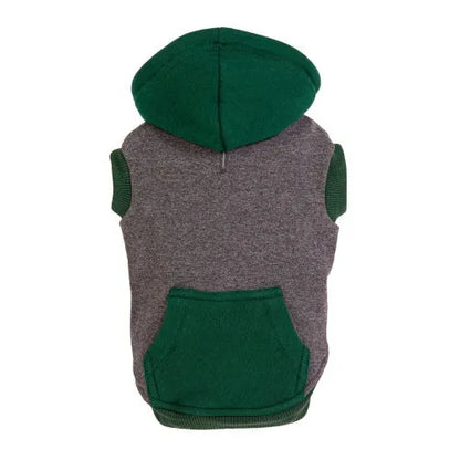 Grey & Green Sleeveless Zip Dog Hoodie - Rich Paw - 1