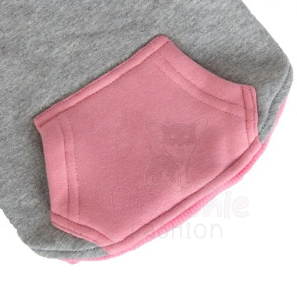 Grey & Pink Sleeveless Zip Dog Hoodie - Rich Paw - 4