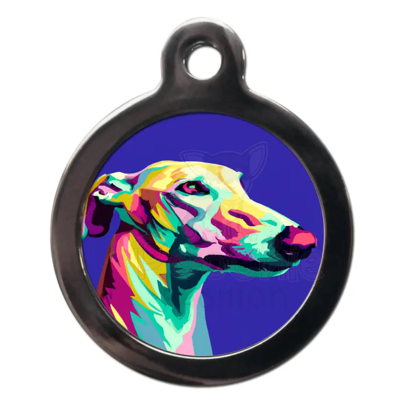 Greyhound Pop Art Dog Id Tag - Ps Pet Tags - 1