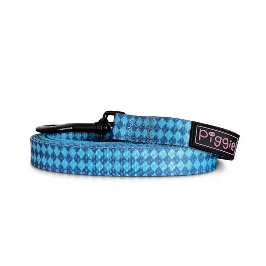 Harlequin Dog Lead Aqua - Piggie - 1