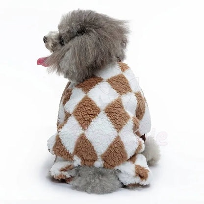 Harlequin Fleece Dog Pyjamas in Toffee - Posh Pawz - 5
