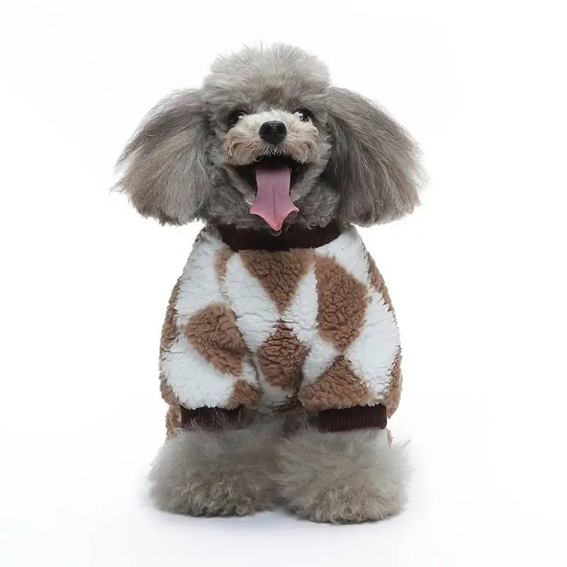 Harlequin Fleece Dog Pyjamas in Toffee - Sale - 4