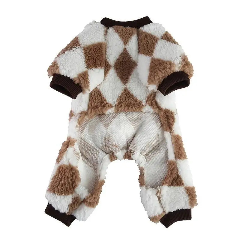 Harlequin Fleece Dog Pyjamas in Toffee - Sale - 6