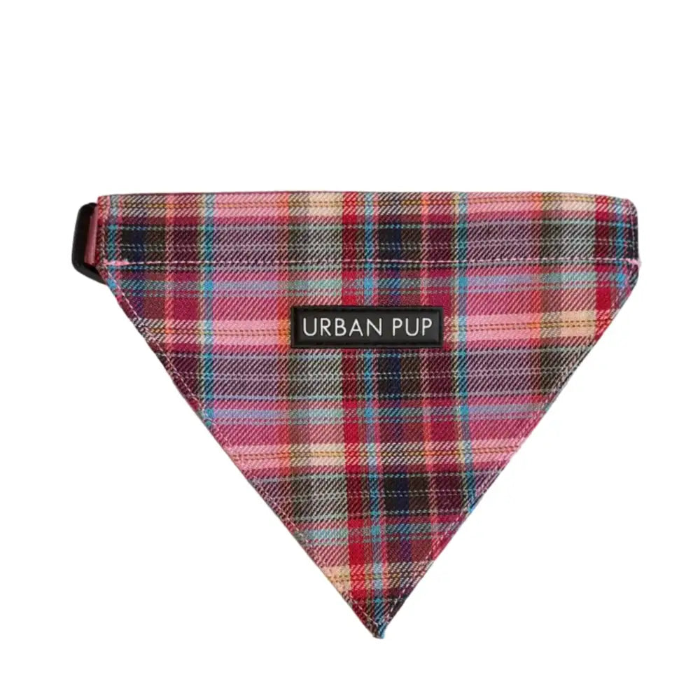 Heather Pink Tartan Fabric Dog Bandana Medium - Sale - 1