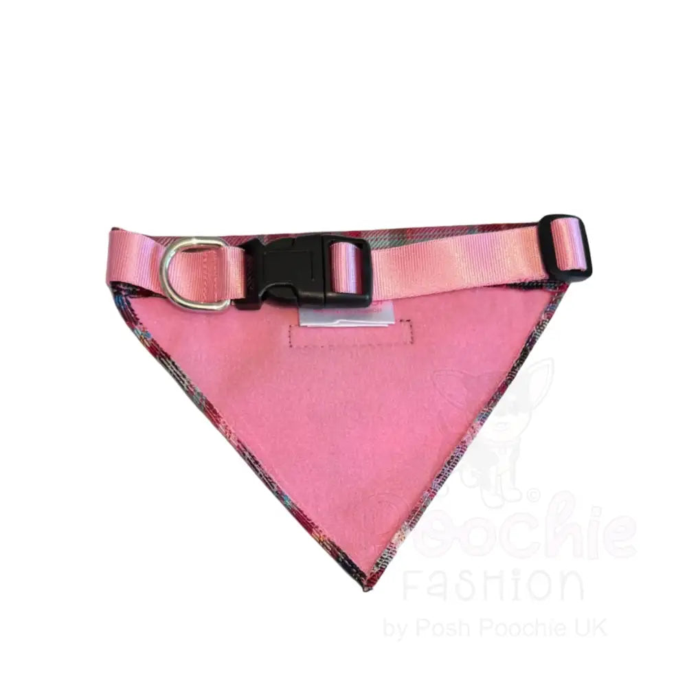Heather Pink Tartan Fabric Dog Bandana Medium - Sale - 2