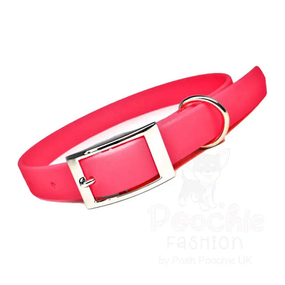 Hexa Biothane Dog Collar in Hot Neon Pink - Posh Pawz - 3