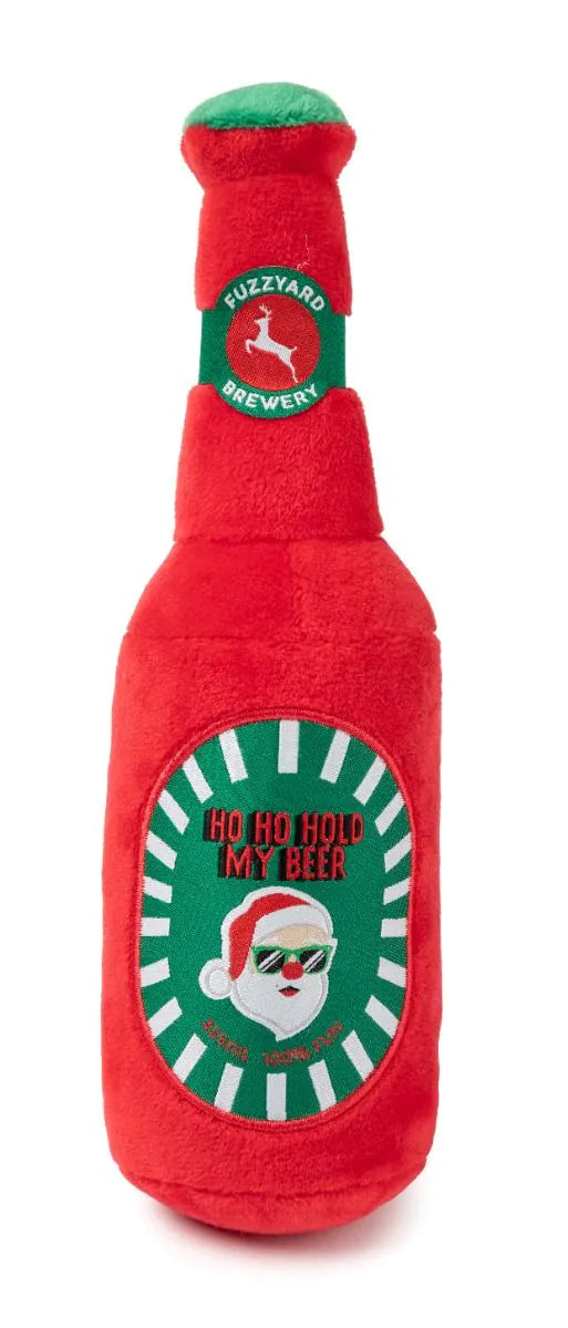 Ho Ho Hold My Beer Christmas Dog Toy By FuzzYard