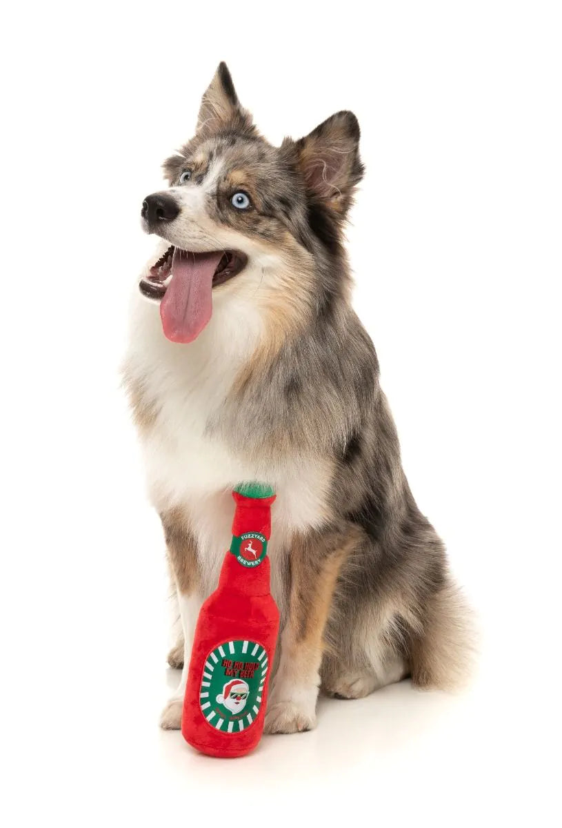 Ho Ho Hold My Beer Christmas Dog Toy By FuzzYard