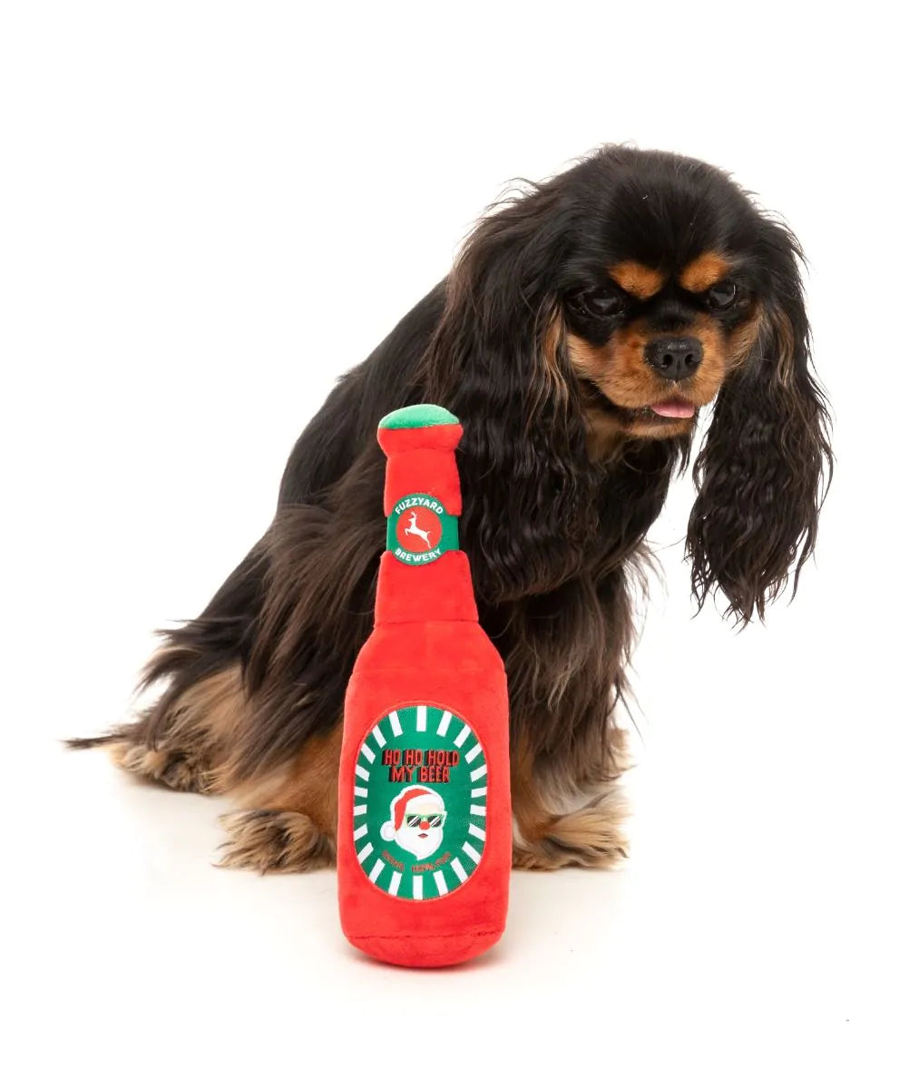Ho Ho Hold My Beer Christmas Dog Toy By FuzzYard