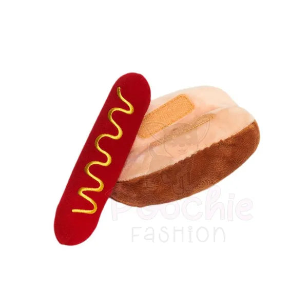 Hot Dog Plush and Squeaky Dog Toy - Posh Pawz - 2