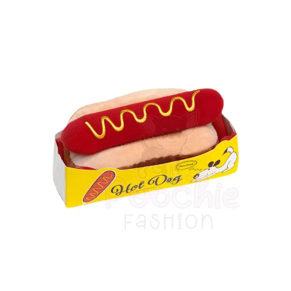 Hot Dog Plush and Squeaky Dog Toy - Posh Pawz - 3