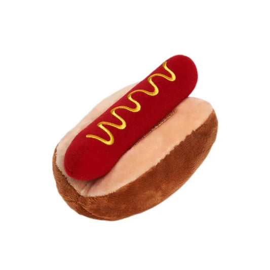 Hot Dog Plush and Squeaky Dog Toy - Posh Pawz - 1