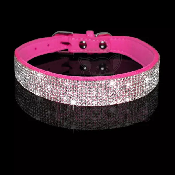 Hot Pink Crystal Eco-suede Dog Collar - Posh Pawz - 2