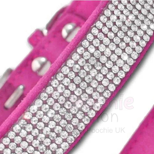 Hot Pink Crystal Eco-suede Dog Collar - Posh Pawz - 3