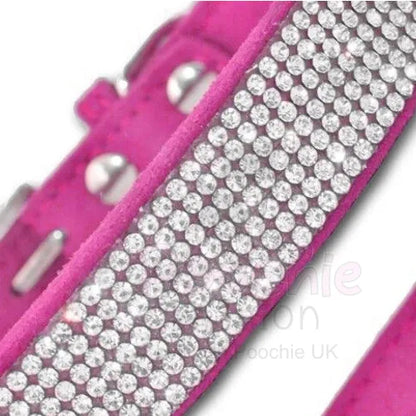 Hot Pink Crystal Eco-suede Dog Collar - Posh Pawz - 3