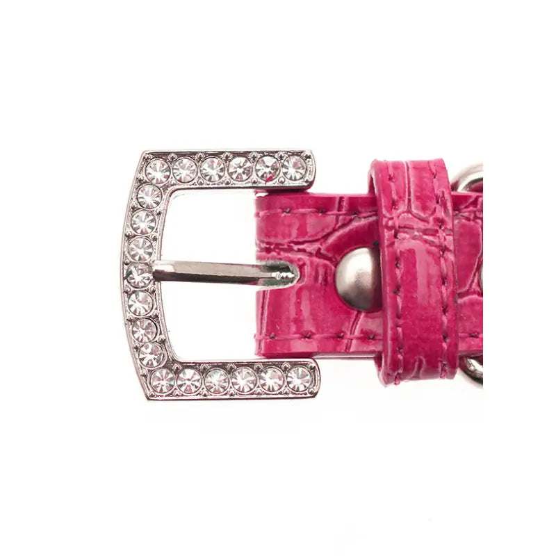 Hot Pink Leather Diamante Bones Dog Collar And Lead Set - Urban 5