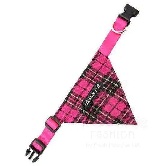 Hot Pink Tartan Fabric Dog Bandana Medium - Sale - 2
