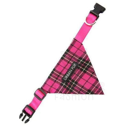 Hot Pink Tartan Fabric Dog Bandana - Urban Pup - 2