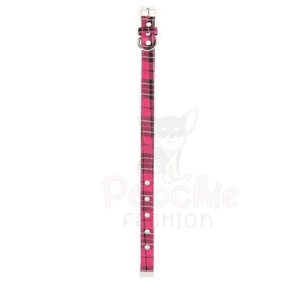 Hot Pink Tartan Fabric Dog Collar - Urban Pup - 2