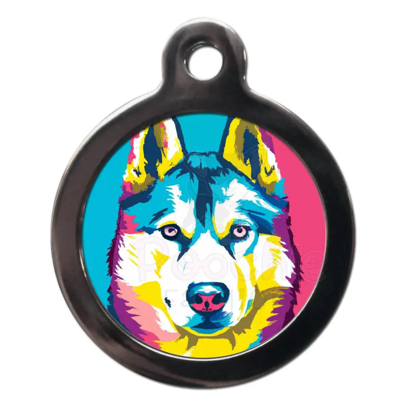 Husky Pop Art Dog Id Tag - Ps Pet Tags - 1