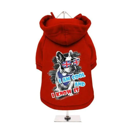 I Am Cool and I Know It Dog Hoodie Sweatshirt - Red - Urban - 1