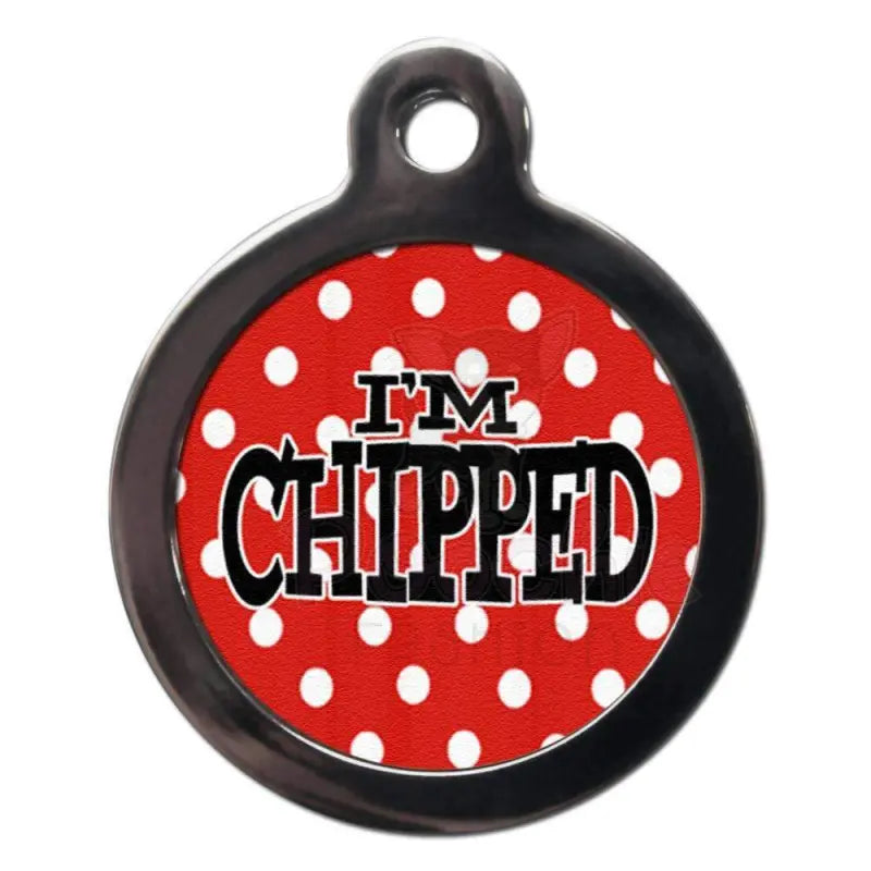 I’m Chipped Red Polka Dot Pet Id Tag - Ps Pet Tags - 1