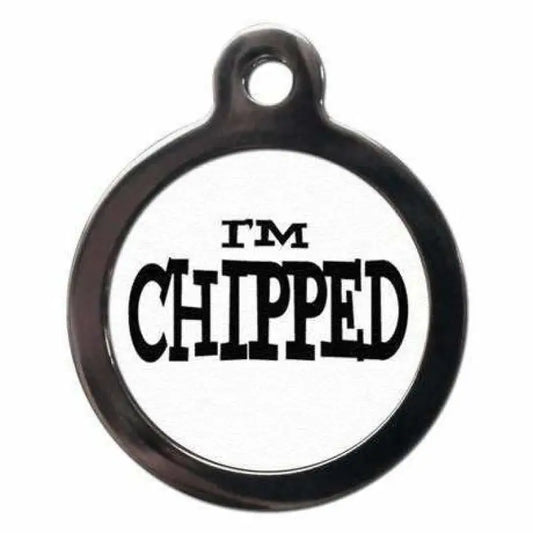 I’m Chipped White Pet ID Tag - PS Pet Tags - 1