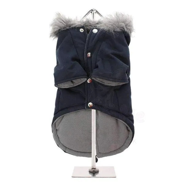 Ink Blue Luxury Fishtail Parka Dog Coat - Urban - 3