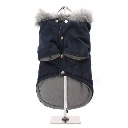 Ink Blue Luxury Fishtail Parka Dog Coat - Urban - 3