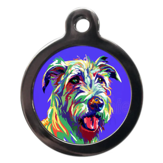 Irish Wolfhound Pop Art Dog Id Tag - Ps Pet Tags - 1