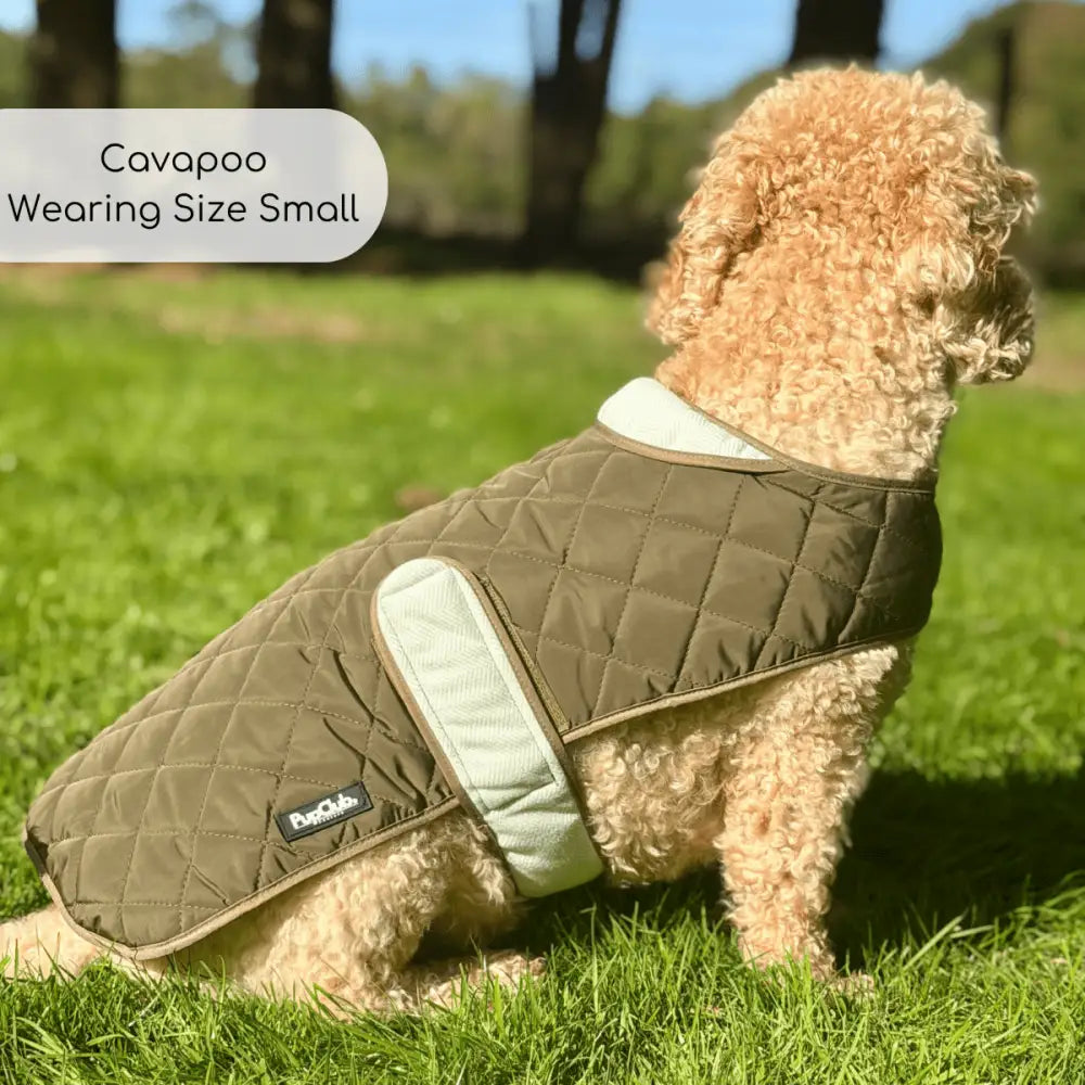 Khaki Tweed Quilted Dog Coat – Water-resistant Tweed & Fleece Jacket - Pupclub Couture - 6