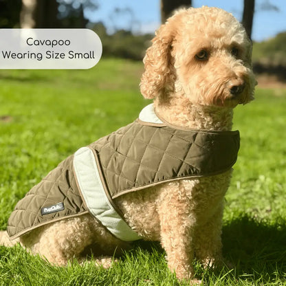 Khaki Tweed Quilted Dog Coat – Water-resistant Tweed & Fleece Jacket - Pupclub Couture - 2