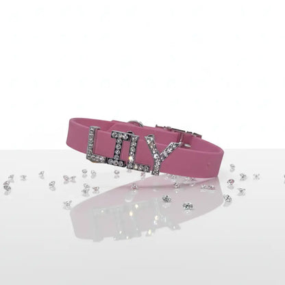 Lavender Pink Waterproof Personalised Dog Collar with Diamante Letters - Poochie Fashion - 1