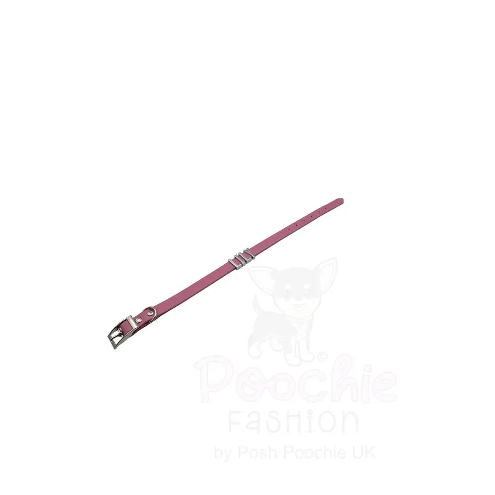 Lavender Pink Waterproof Personalised Dog Collar with Chrome Letters - Poochie Fashion - 3