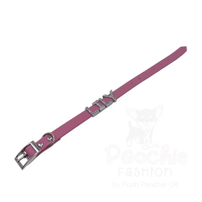 Lavender Pink Waterproof Personalised Dog Collar with Diamante Letters - Poochie Fashion - 3