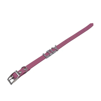 Lavender Pink Waterproof Personalised Dog Collar with Large Diamante Letters - Poochie Fashion - 3