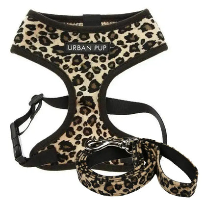 Leopard Plush Dog Harness & Lead Set - Posh Pawz - 1