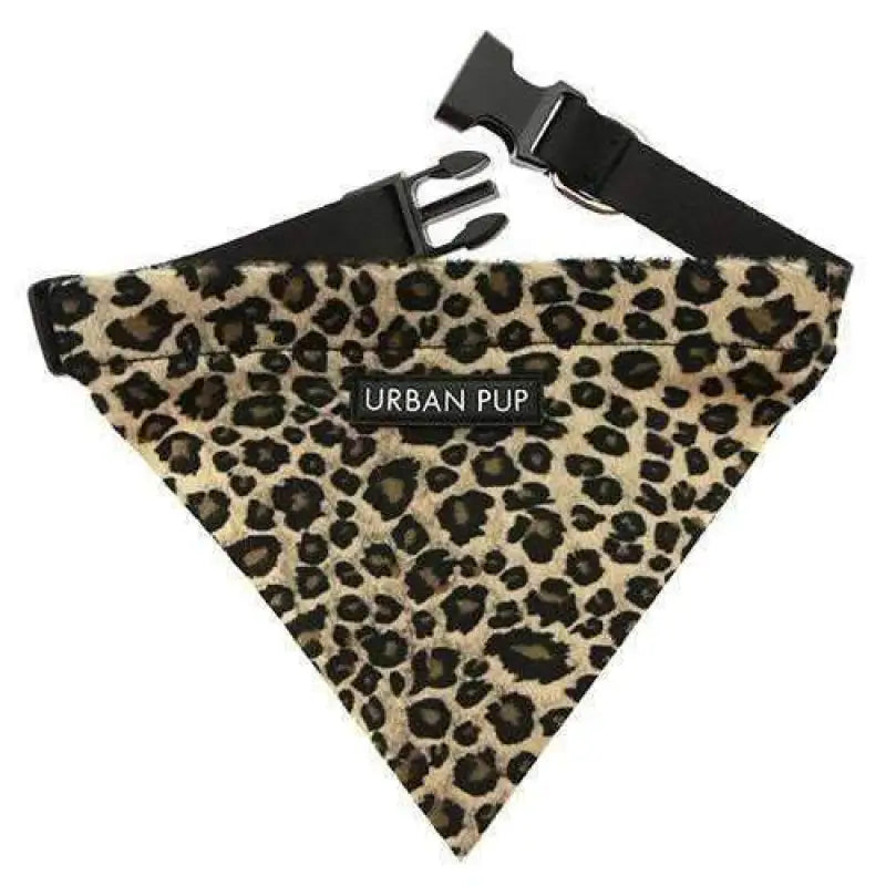 Leopard Print Plush Dog Bandana Collar - Urban Pup - 1