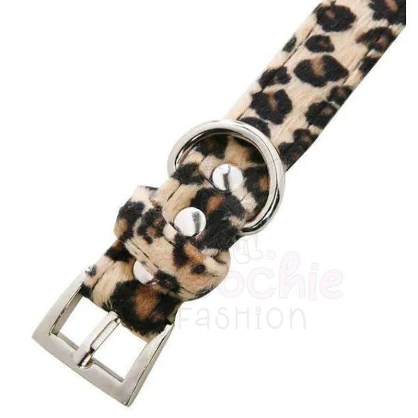 Leopard Print Plush Fabric Dog Collar and Lead Set - Urban - 2