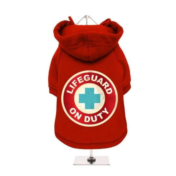 Lifeguard on Duty Dog Hoodie Sweatshirt - Red - Urban Pup - 1