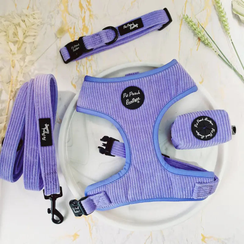 Light Purple Luxury Corduroy Dog Harness - Pet Pooch - 4