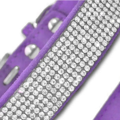 Lilac Crystal eco-Suede Dog Collar - Posh Pawz - 2