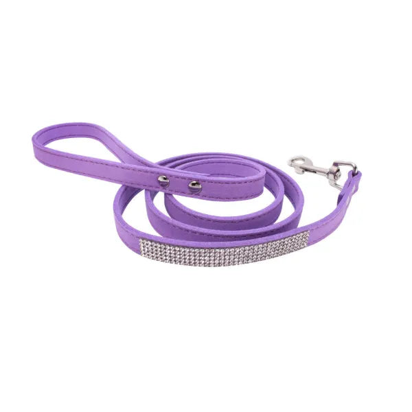 Lilac Crystal eco-Suede Dog Lead - Posh Pawz - 1