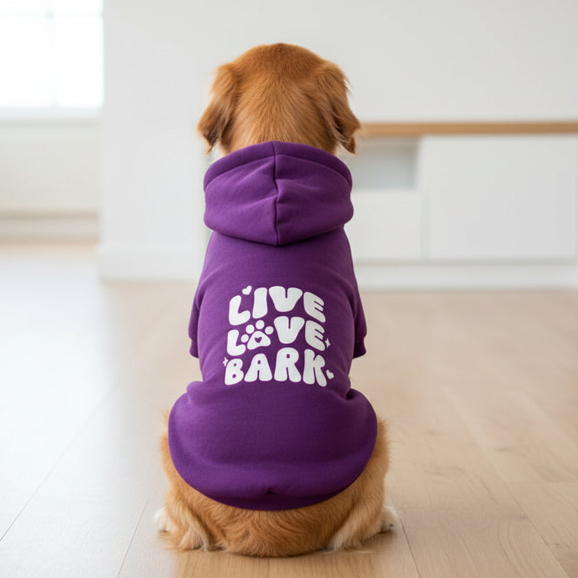 Live Love Bark Dog Hoodie - Poochie Fashion - 1