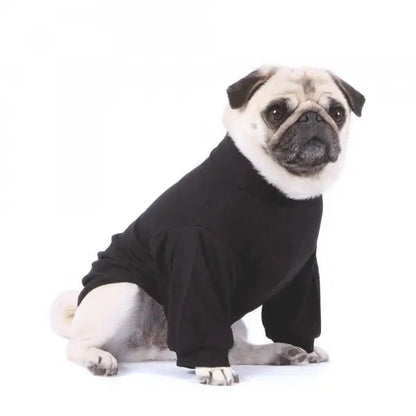 Long Sleeve Ribbed Dog T-shirt Jumper Black - Rich Paw - 1