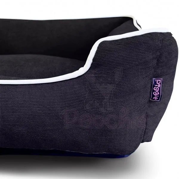 Luxury Personalised Black Corduroy Dog Bed - Piggie - 3
