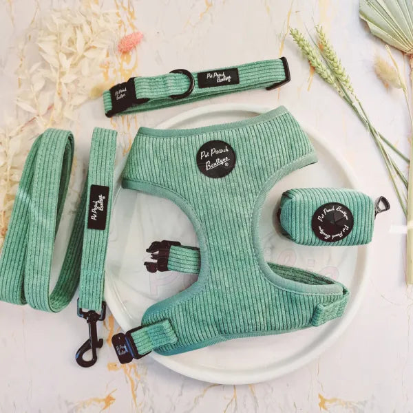 Luxury Corduroy Dog Harness Sage Green Small - Sale - 3