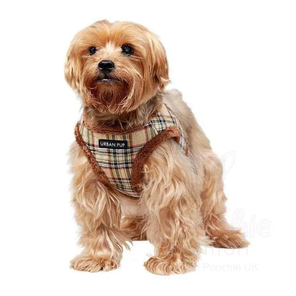 Luxury Fur Lined Brown Tartan Dog Harness with Free Lead - Posh Pawz - 4