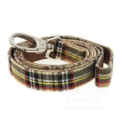 Luxury Fur Lined Brown Tartan Dog Harness with Free Lead - Posh Pawz - 2