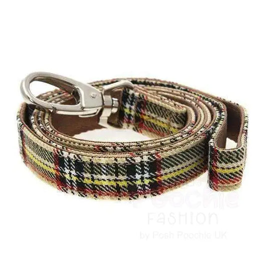 Luxury Fur Lined Brown Tartan Dog Harness with Free Lead - Posh Pawz - 2